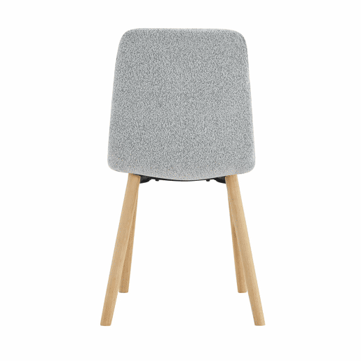 Cadeiras de jantar de 88 cm (conjunto de 2) - estofadas em tecido plissado, pés em madeira maciça, estilo nórdico moderno - cinzento claro e madeira