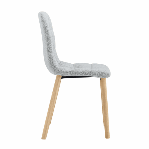 Cadeiras de jantar de 88 cm (conjunto de 2) - estofadas em tecido plissado, pés em madeira maciça, estilo nórdico moderno - cinzento claro e madeira