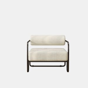 Poltrona lounge moderna 68,5 × 73 × 70,5 cm - encosto elegante, estofada em veludo suave e estrutura metálica preta, design minimalista para sala de estar, quarto ou escritório - bege