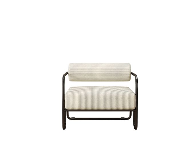 Sillón lounge moderno 68.5×73×70.5 cm - respaldo elegante, tapizado en pana suave y estructura metálica negra, diseño minimalista para salón,