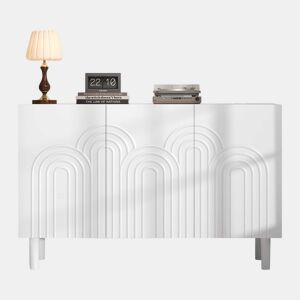 Aparador 120x38,5x79 cm - 3 portas, grande capacidade de armazenamento, com pés de 16 cm - Branco