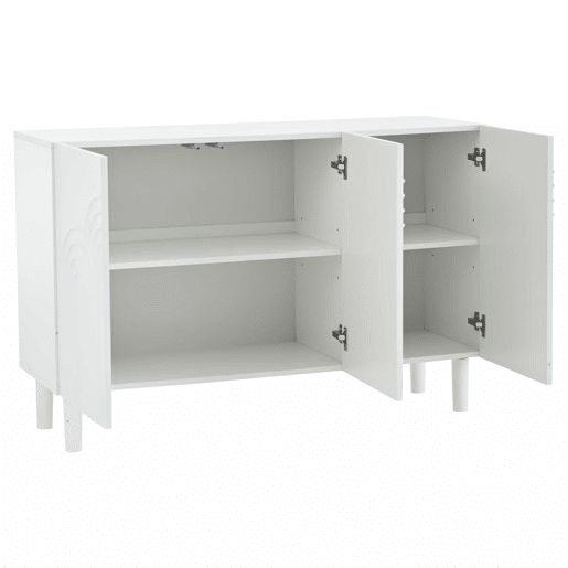 Aparador 120x38,5x79 cm - 3 portas, grande capacidade de armazenamento, com pés de 16 cm - Branco Aparador 120x38,5x79 cm - 3 portas, grande capacidade de armazenamento, com pés de 16 cm - Branco