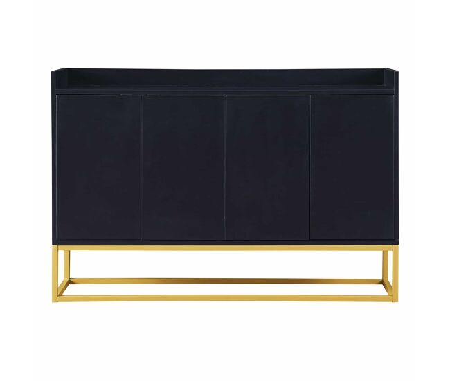 Aparador con 4 puertas sin tirador - estilo contemporáneo - madera + metal - negro