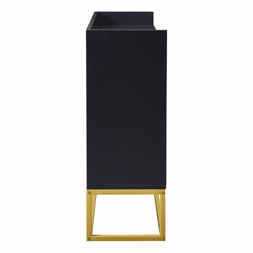 Aparador com 4 portas sem puxadores - estilo contemporâneo - madeira + metal - preto
