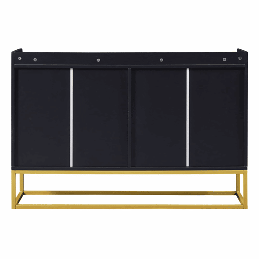 Aparador com 4 portas sem puxadores - estilo contemporâneo - madeira + metal - preto