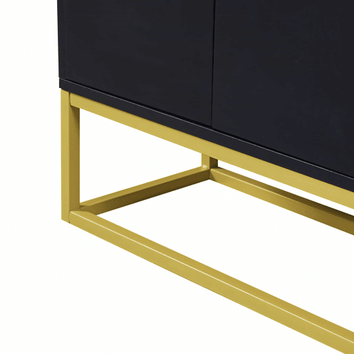Aparador com 4 portas sem puxadores - estilo contemporâneo - madeira + metal - preto