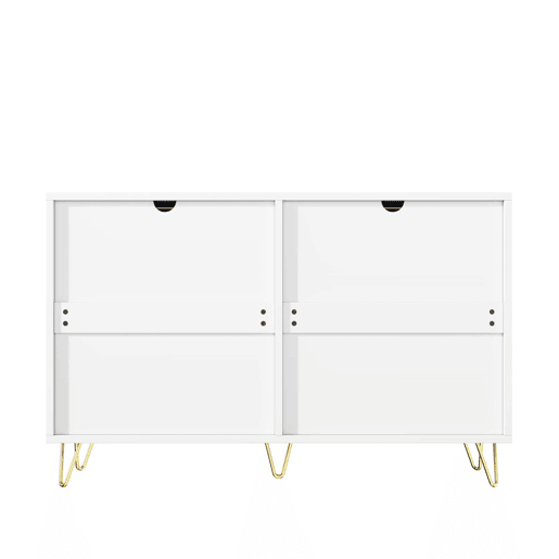 Aparador 120x40x77 cm - com 6 gavetas - puxadores dourados - Branco