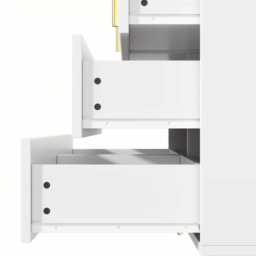 Aparador 120x40x77 cm - com 6 gavetas - puxadores dourados - Branco