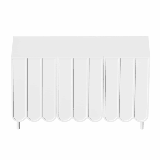 Aparador moderno 120x35x80 cm - Portas onduladas, prateleiras ajustáveis - Branco