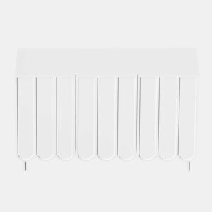 Aparador moderno 120x35x80 cm - Portas onduladas, prateleiras ajustáveis - Branco