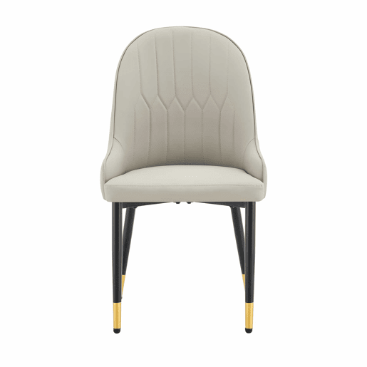 Cadeiras de jantar em PU - 2 unidades - encosto com design em forma de raio, repelentes à água, resistentes e duradouras, de fácil manutenção, estofamento espesso de alta elasticidade - Preto e cinzento quente