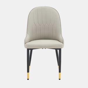 Cadeiras de jantar em PU - 2 unidades - encosto com design em forma de raio, repelentes à água, resistentes e duradouras, de fácil manutenção, estofamento espesso de alta elasticidade - Preto e cinzento quente