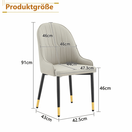 Cadeiras de jantar em PU - 2 unidades - encosto com design em forma de raio, repelentes à água, resistentes e duradouras, de fácil manutenção, estofamento espesso de alta elasticidade - Preto e cinzento quente