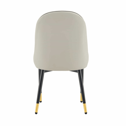 Cadeiras de jantar em PU - 2 unidades - encosto com design em forma de raio, repelentes à água, resistentes e duradouras, de fácil manutenção, estofamento espesso de alta elasticidade - Preto e cinzento quente