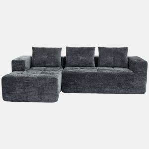 Sofá em L de 255 cm - clássico, minimalista e confortável, 3 lugares - cinzento