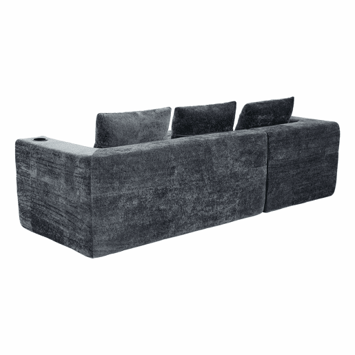 Sofá em L de 255 cm - clássico, minimalista e confortável, 3 lugares - cinzento