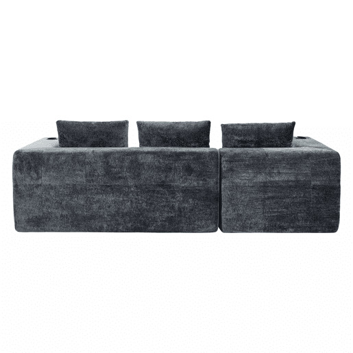 Sofá em L de 255 cm - clássico, minimalista e confortável, 3 lugares - cinzento