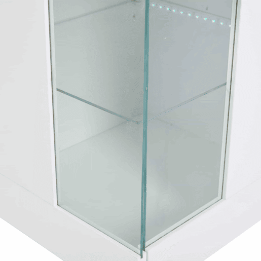 Mesa auxiliar 140x40x70cm - Aparador brilhante com luzes LED, 3 compartimentos, vidro temperado - Branco