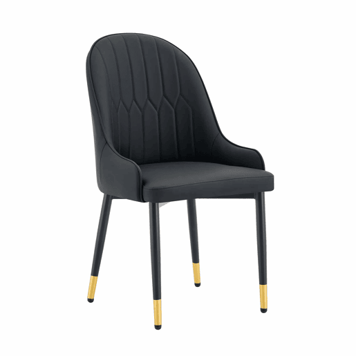 Conjunto de 2 cadeiras em PU - encosto com padrão em forma de raio, impermeáveis, resistentes, de fácil manutenção, almofada espessa de alta elasticidade - preto