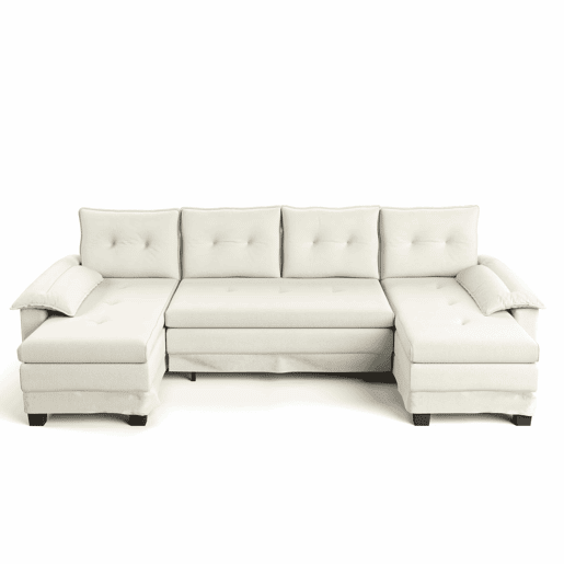 Sofás de 4 lugares, 278 cm - sofá-cama seccional em U com cama extraível, porta USB, braços removíveis, design modular extragrande e moderno - Bege Sofás de 4 lugares, 278 cm - sofá-cama seccional em U com cama extraível, porta USB, braços removíveis, design modular extragrande e moderno - Bege