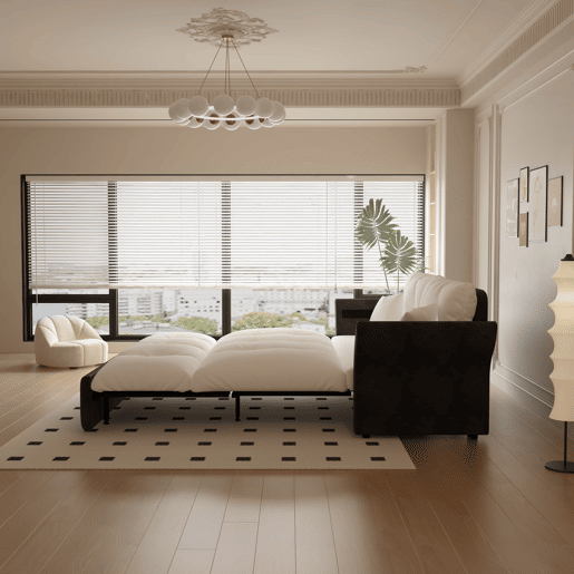 Sofá-cama extensível Queen Size 190 cm - 3 em 1 com estofo capitoné e 2 almofadas, sofá-cama multifuncional em veludo para 2 pessoas - bege