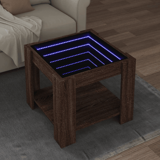 Mesa de Centro, Mesa baixa c LEDs 53x53x45 cm derivados de madeira