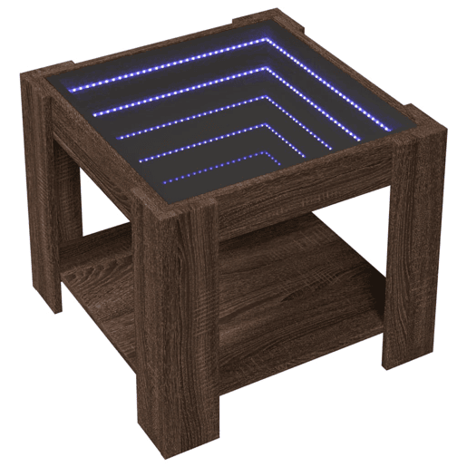 Mesa de Centro, Mesa baixa c LEDs 53x53x45 cm derivados de madeira