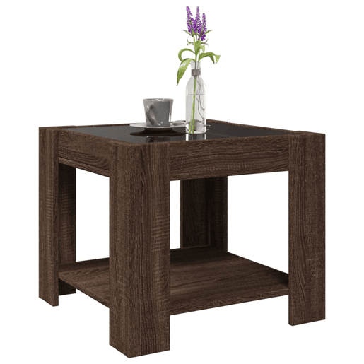 Mesa de Centro, Mesa baixa c LEDs 53x53x45 cm derivados de madeira