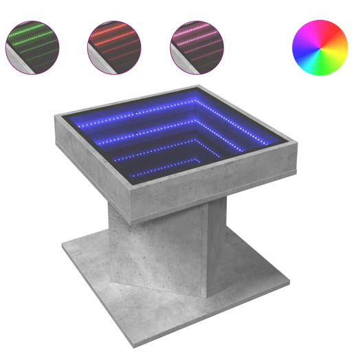 Mesa de Centro, Mesa baixa c LEDs 50x50x45 cm madeira processada