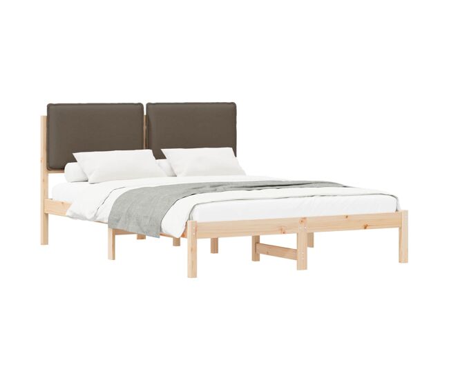 Estructura de cama matrimonial estilo con cabecera tapizada taupé 160 x 200 cm