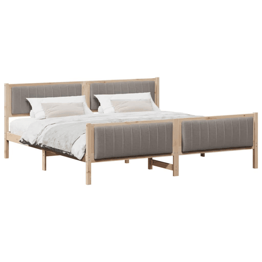 Estrutura de cama de casal com cabeceira - Marrom e taupe 200 x 200 cm