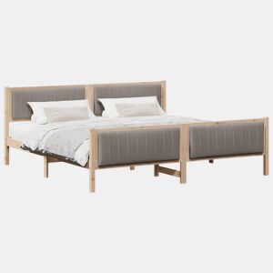 Estrutura de cama de casal com cabeceira - Marrom e taupe 200 x 200 cm