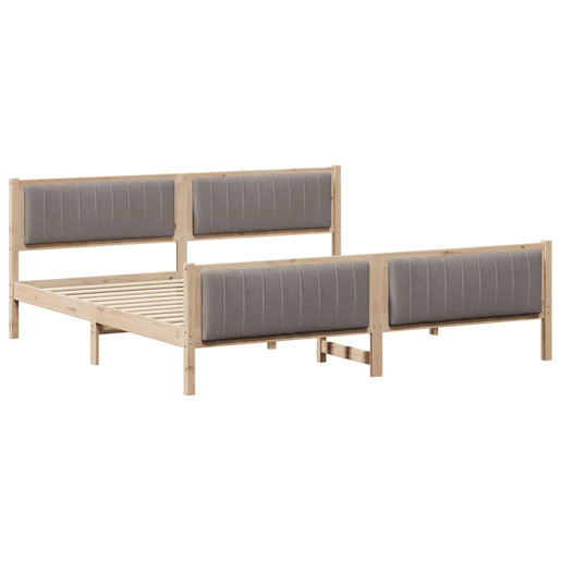 Estrutura de cama de casal com cabeceira - Marrom e taupe 200 x 200 cm