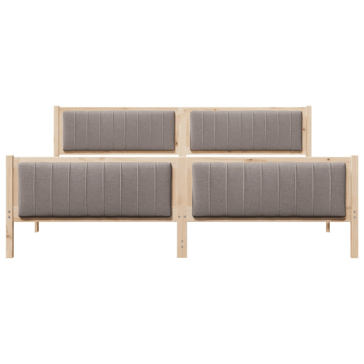 Estrutura de cama de casal com cabeceira - Marrom e taupe 200 x 200 cm