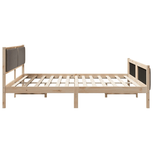 Estrutura de cama de casal com cabeceira - Marrom e taupe 200 x 200 cm