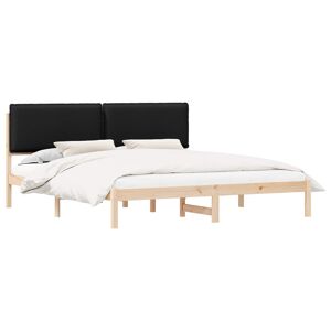 Estrutura de Cama de casal moderno com Cabeceira Estofada Preto 200 x 200 cm