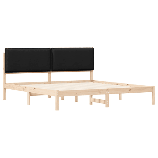 Estrutura de Cama de casal moderno com Cabeceira Estofada Preto 200 x 200 cm