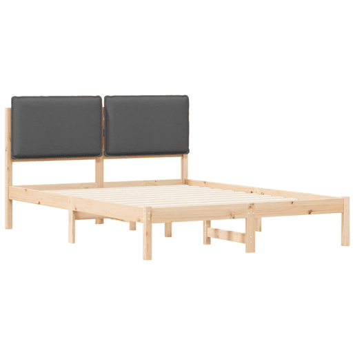 Estrutura de Cama de casal moderno com Cabeceira Estofada Cinza Escuro