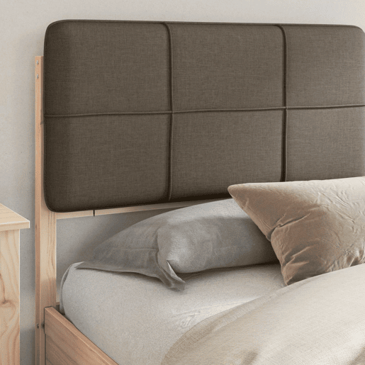 Estrutura de Cama de casal moderno com Cabeceira Estofada Cinzento-acastanhado