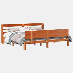 Estrutura da Cama de casal simple 2 pcs Marrom Cera Madeira de Pinho Sólido