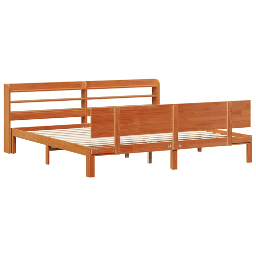 Estrutura da Cama de casal simple 2 pcs Marrom Cera Madeira de Pinho Sólido Estrutura da Cama de casal simple 2 pcs Marrom Cera Madeira de Pinho Sólido