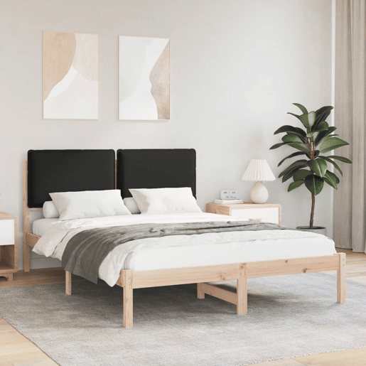 Estrutura de Cama de casal moderno com Cabeceira Estofada Preto 160 x 200 cm