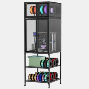 Armário para impressora 3D - prateleira para filamentos com parede dupla, barra em T para filamentos, design insonorizado e à prova de poeira, para estúdio e escritório - Preto
