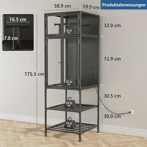 Armário para impressora 3D - prateleira para filamentos com parede dupla, barra em T para filamentos, design insonorizado e à prova de poeira, para estúdio e escritório - Preto