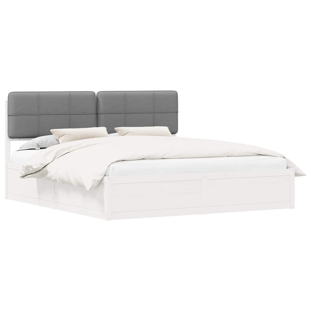Estructura de cama matrimonial 185x205 Blanco/ Gris Claro