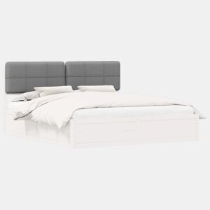 Estrutura de Cama de casal moderno com Cabeceira Estofada Cinzento-claro