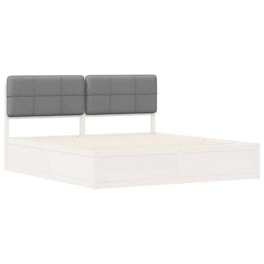 Estrutura de Cama de casal moderno com Cabeceira Estofada Cinzento-claro