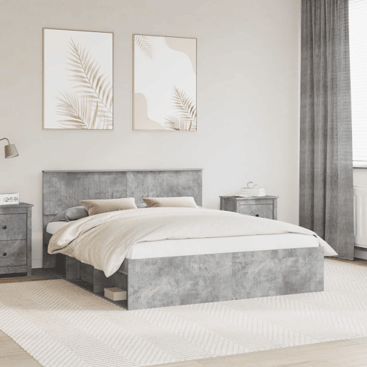 Estrutura de Cama de casal para adultos com cabeceira Concreto 160 x 200 cm