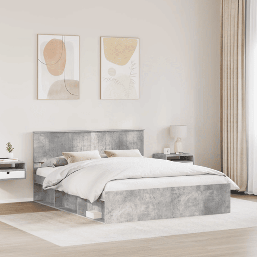 Estrutura de Cama de casal para adultos com cabeceira Concreto 160 x 200 cm