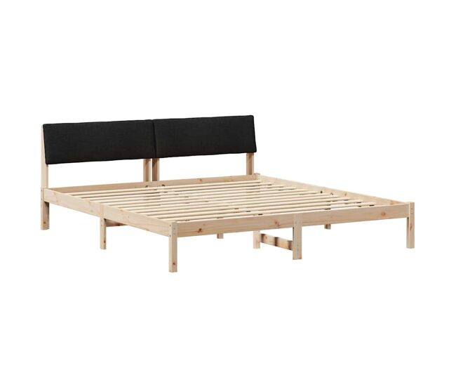 Estructura de cama matrimonial estilo con cabecera marrón y negro 180 x 200 cm